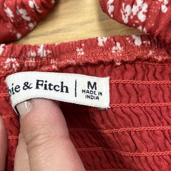 Abercrombie & Fitch Puff Sleeve Smocked Mini Babydoll Dress Floral Size Medium - Picture 4 of 16